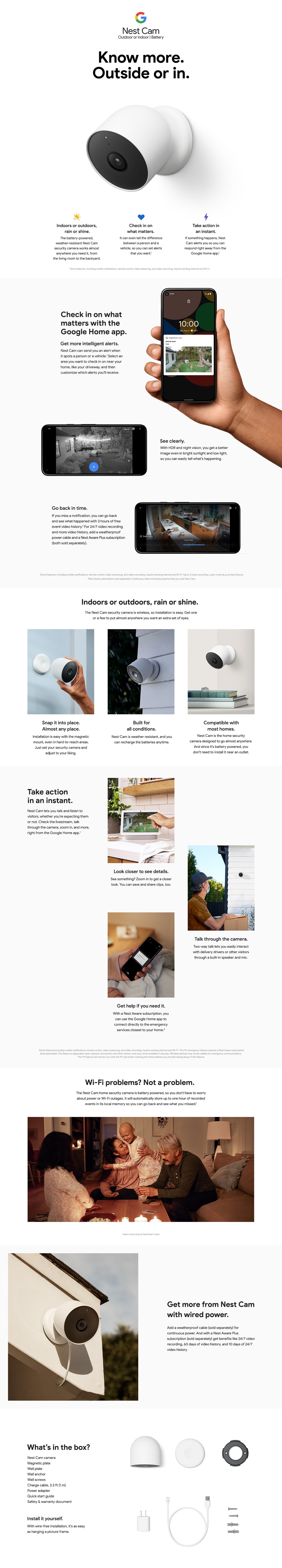 Google Nest Cam Outdoor / Indoor Camera (Battery) - 2 Pack | WAVE